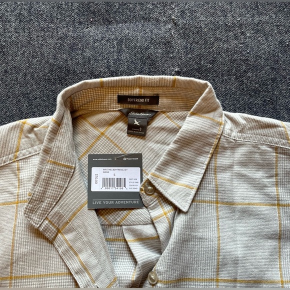 NWT Grey Eddie Bauer Boyfriend Flannel Shirt - Picture 8 of 9